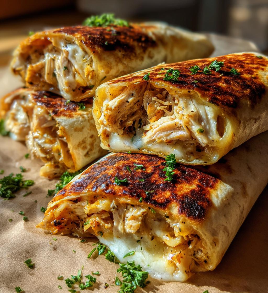 cheesy garlic chicken wraps