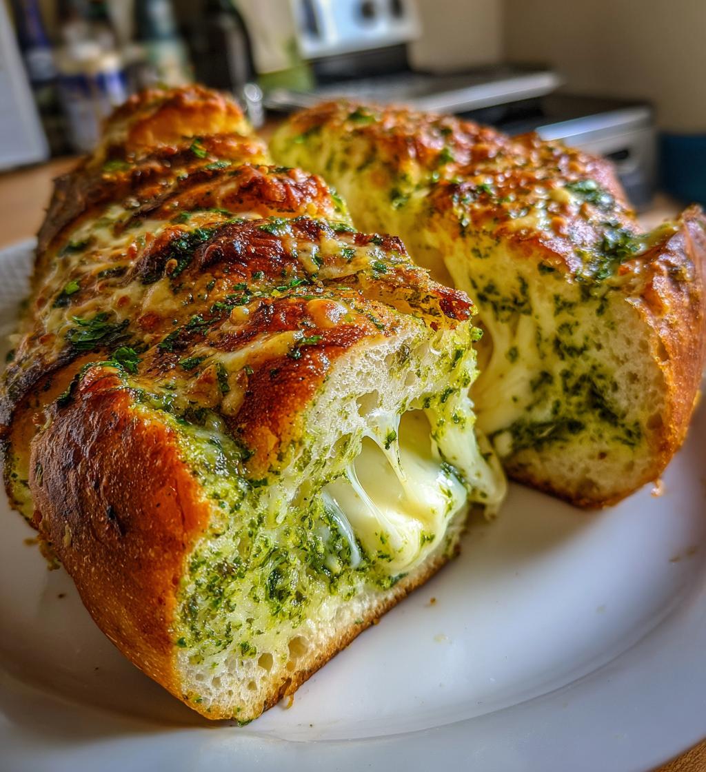 cheesy pesto garlic bread