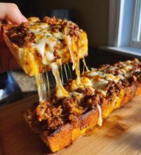 cheesy sloppy joe garlic bread 2