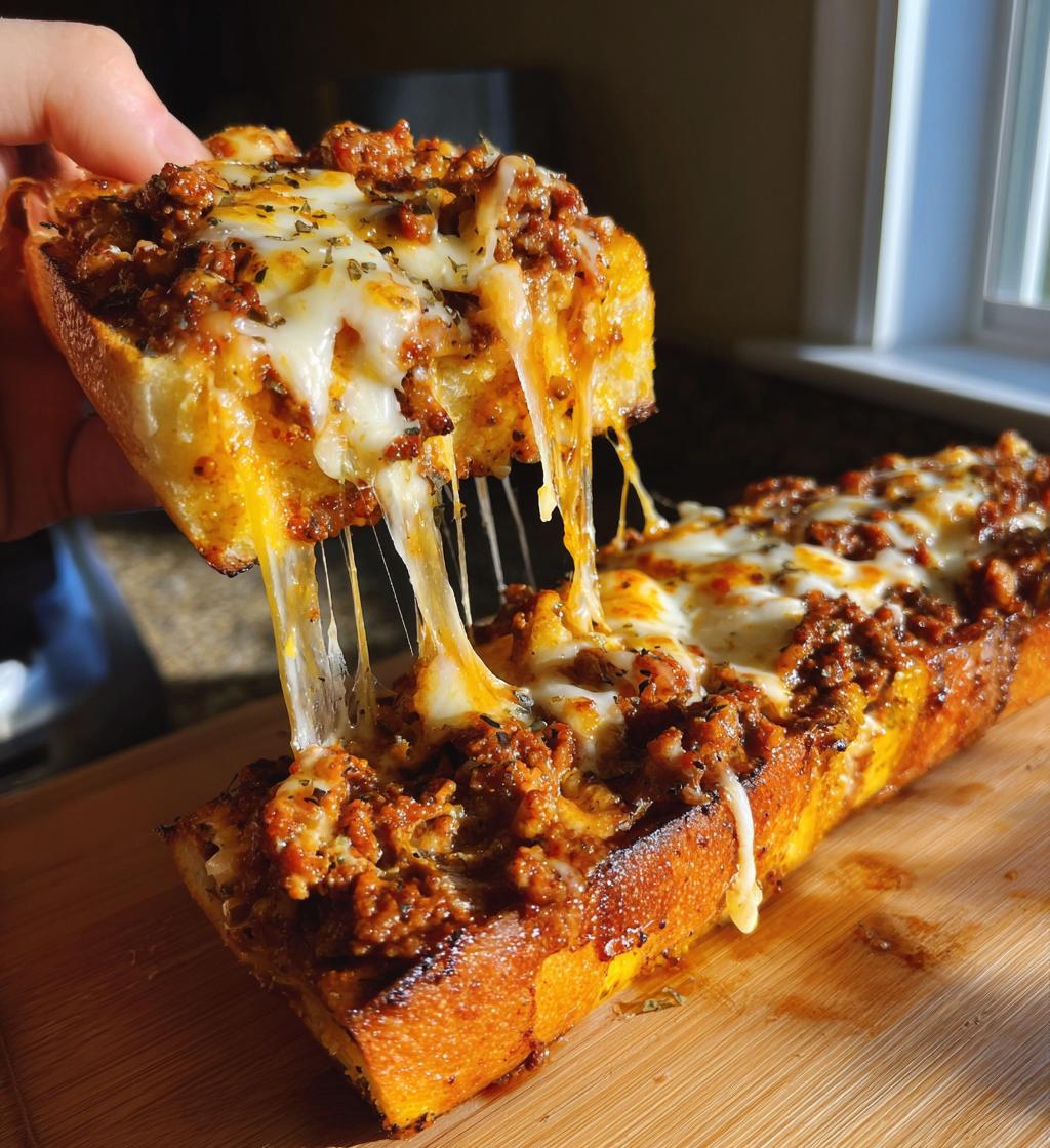 cheesy sloppy joe garlic bread 2
