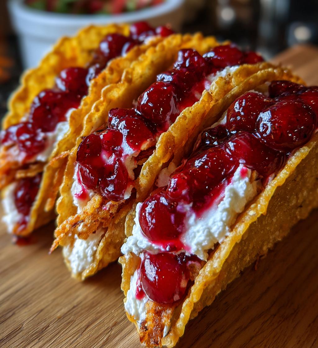 cherry cheesecake tacos - detail 1