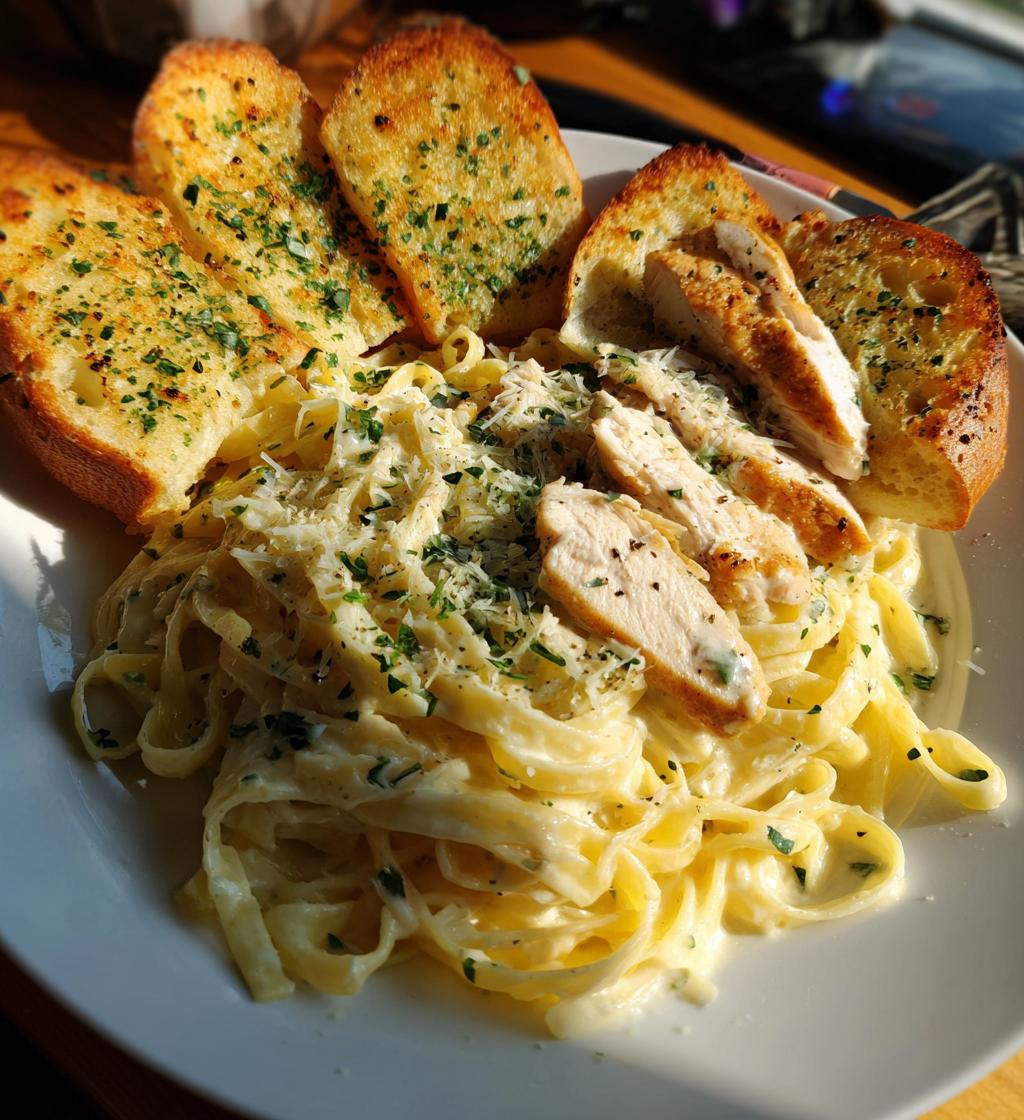 chicken alfredo garlic bread