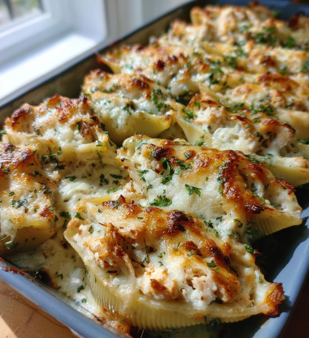 chicken alfredo stuffed shells