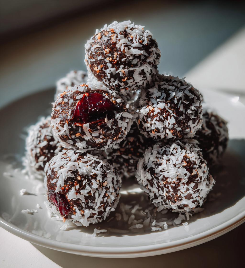 chocolate cherry coconut truffles - detail 1