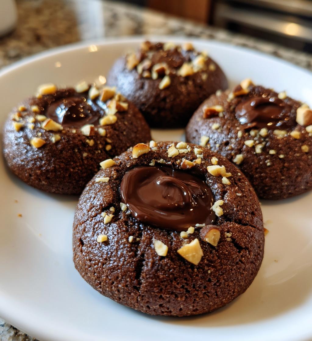 chocolate hazelnut thumbprint cookies - detail 1