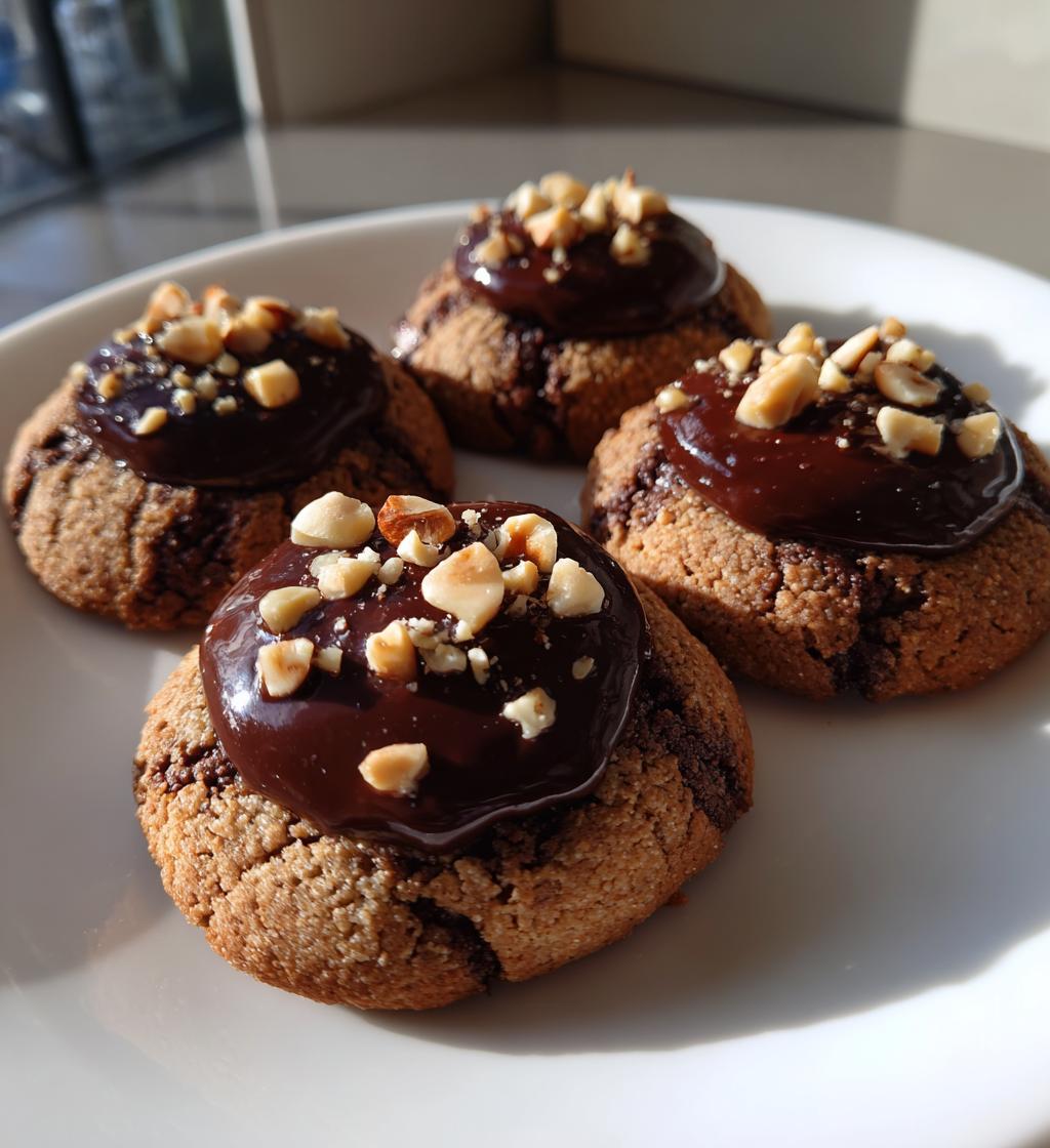 chocolate hazelnut thumbprint cookies