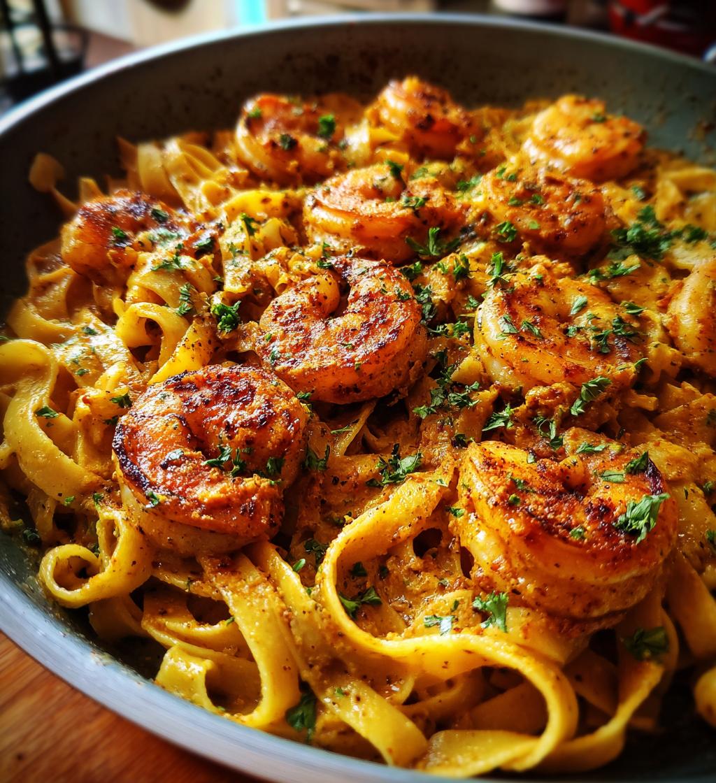 creamy cajun shrimp pasta - detail 1