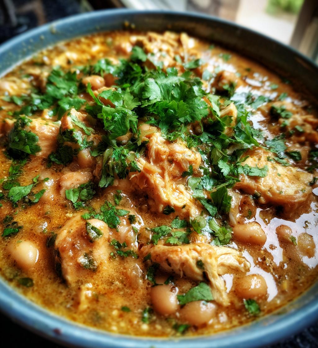 creamy crockpot white chicken chili - detail 1