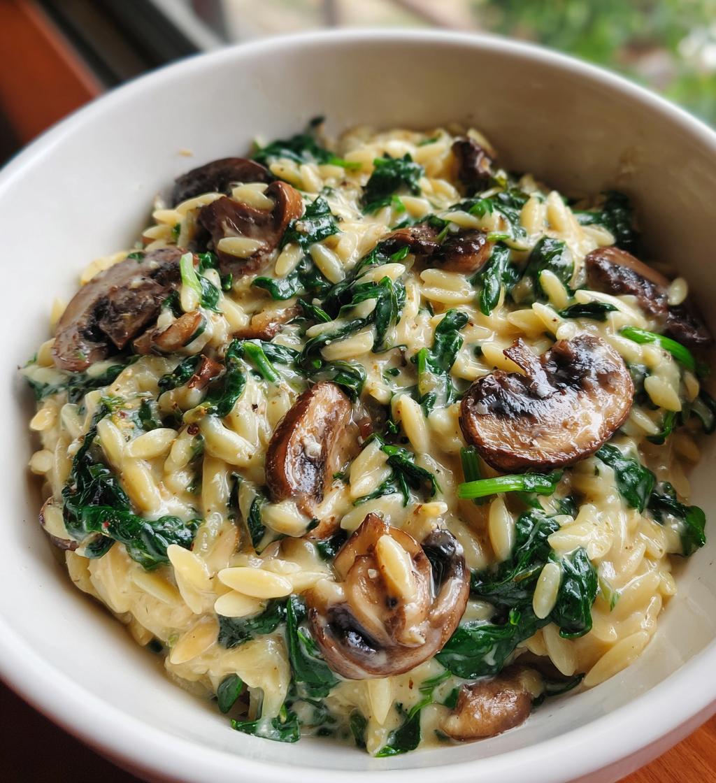 creamy spinach and mushroom orzo a one pan comfort dish in just 30 minutes