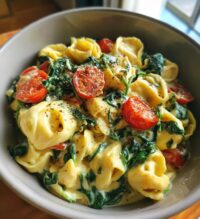 creamy tortellini with spinach tomatoes