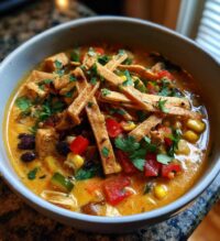 creamy vegetarian tortilla soup