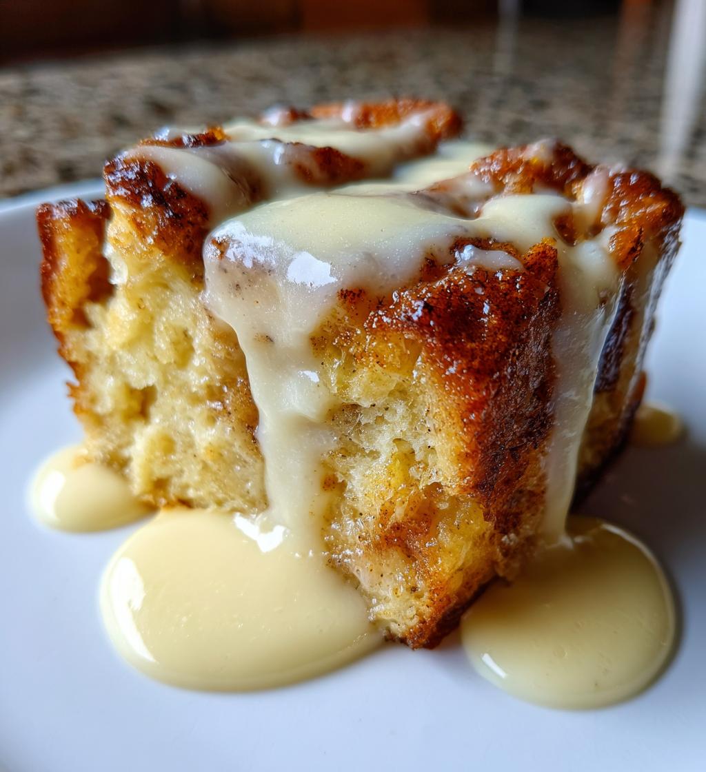 easy bread pudding with vanilla sauce