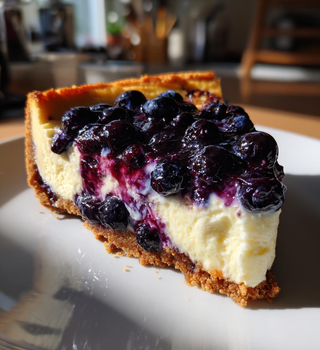 fresh blueberry cheesecake with homemade crust - detail 1