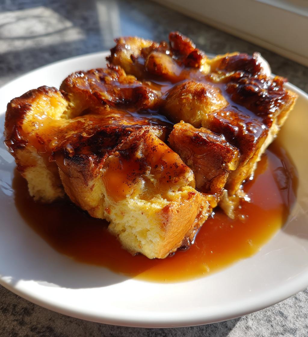 grandmas old fashioned bread pudding with vanilla sauce