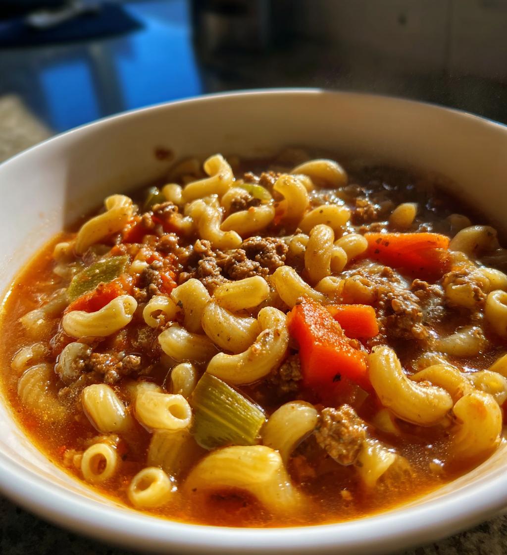 hamburger macaroni soup recipe ready in 35 mins