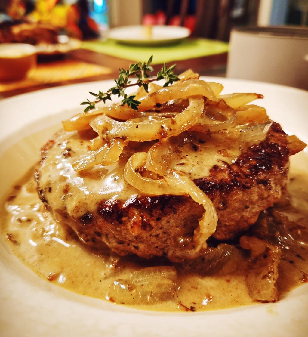 hamburger steak with creamy onion gravy