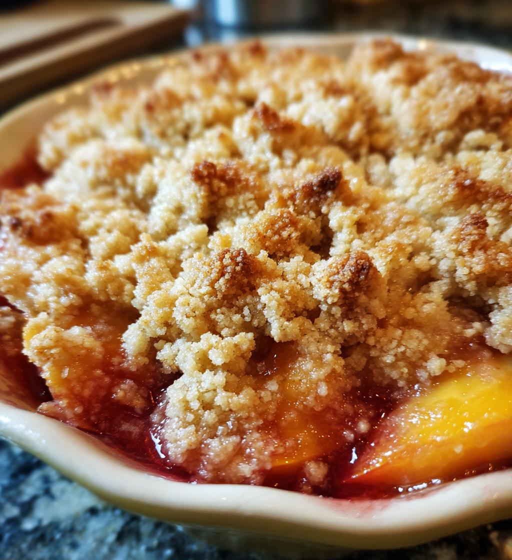 hot peach cobbler right out of the oven