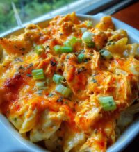 how to make dump and bake buffalo chicken pasta