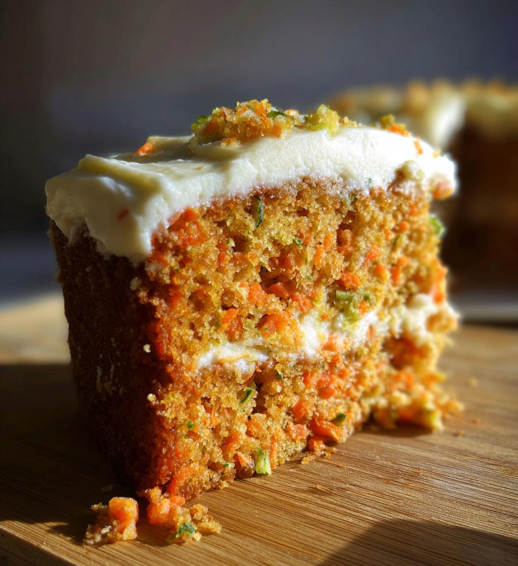 moist carrot zucchini cake with cream cheese frosting