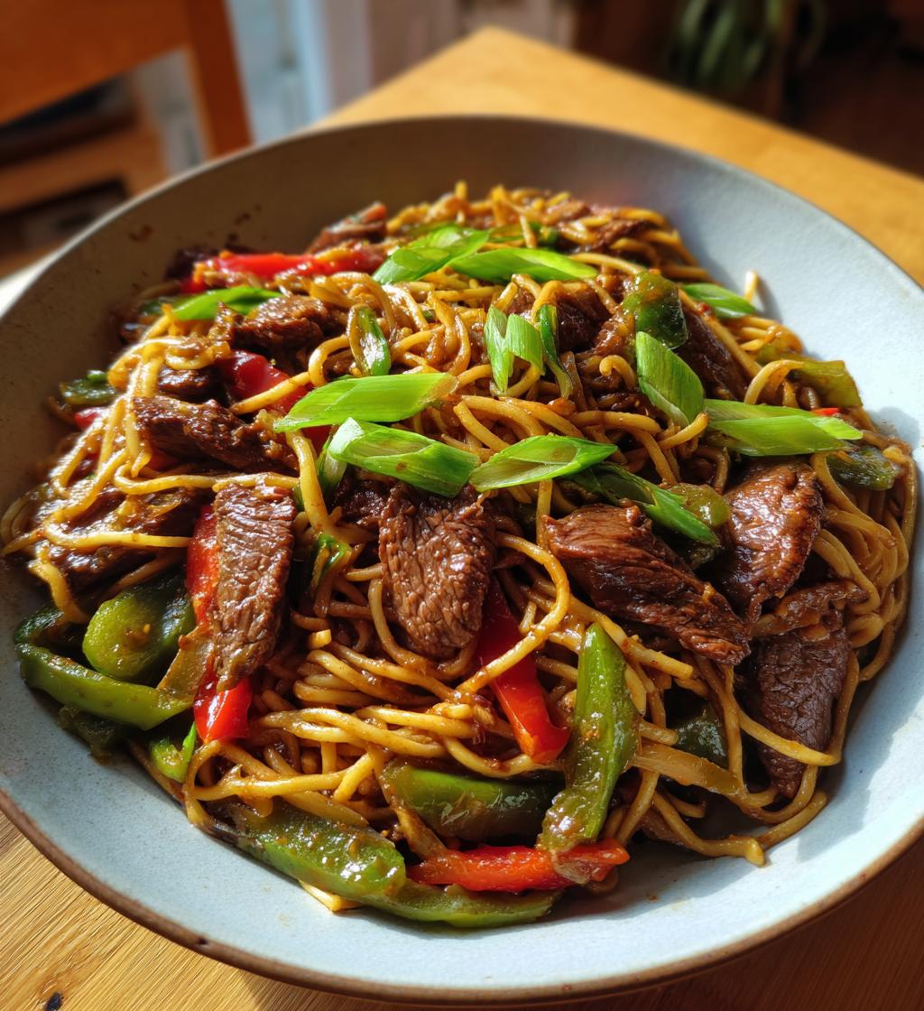 mongolian beef noodles - detail 1