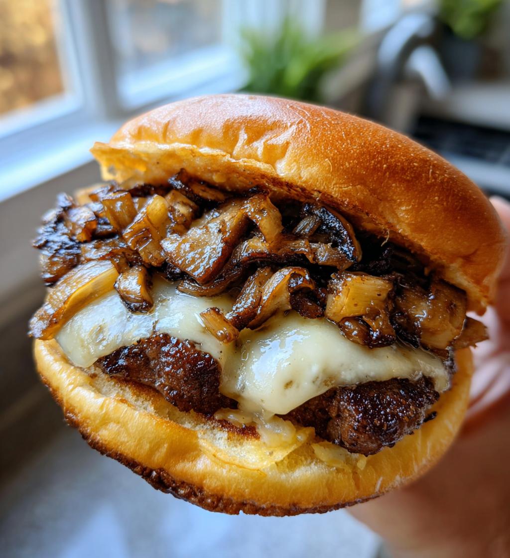 mushroom swiss burger