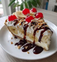 no bake banana split pie
