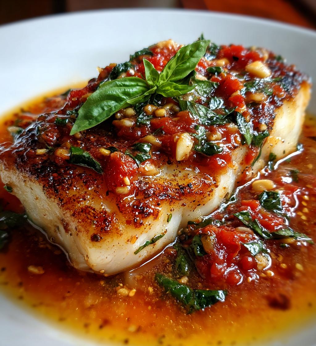 pan seared cod in white wine tomato basil sauce