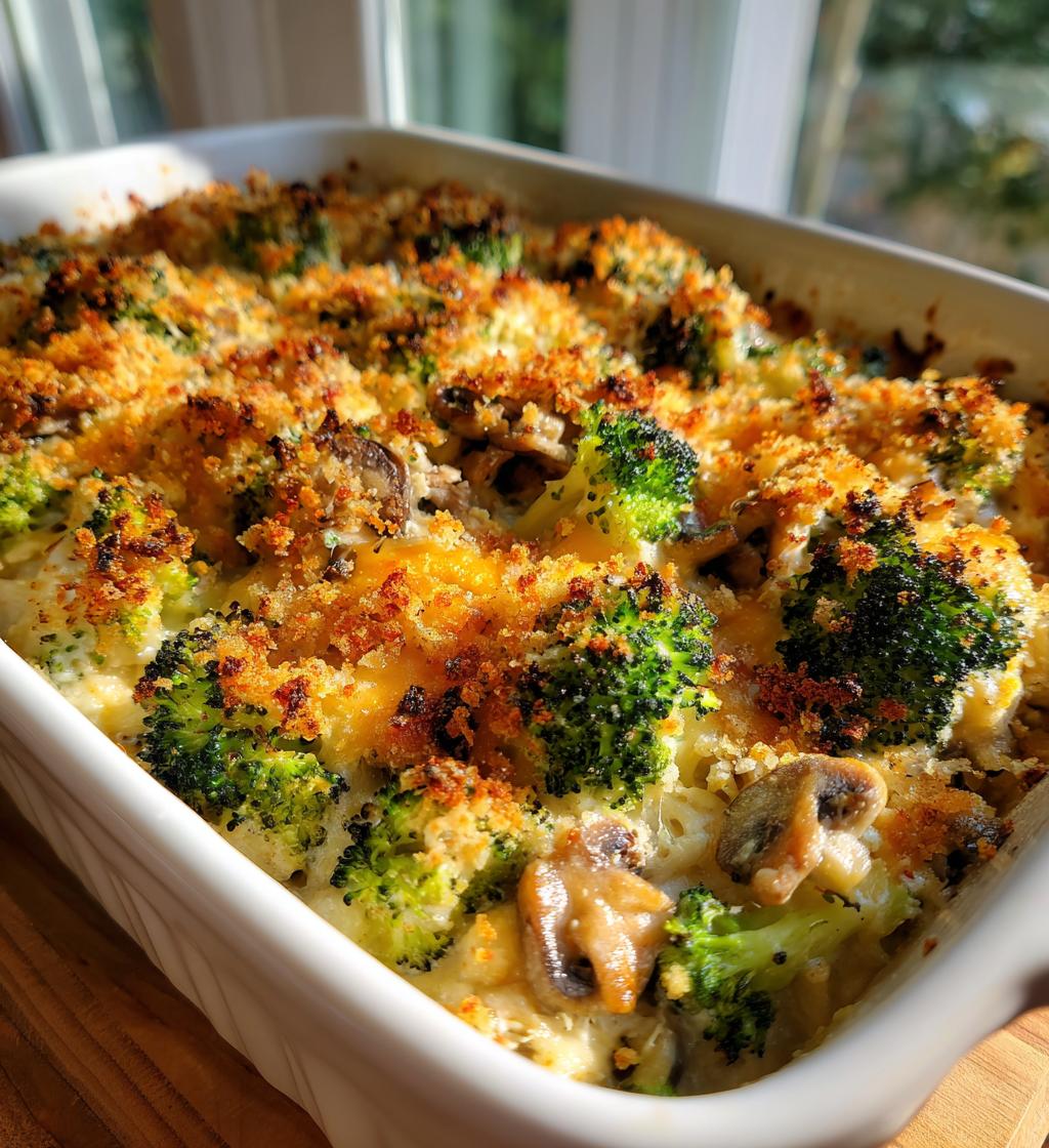 paula deens creamy broccoli mushroom bake - detail 1