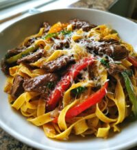 philly cheesesteak pasta