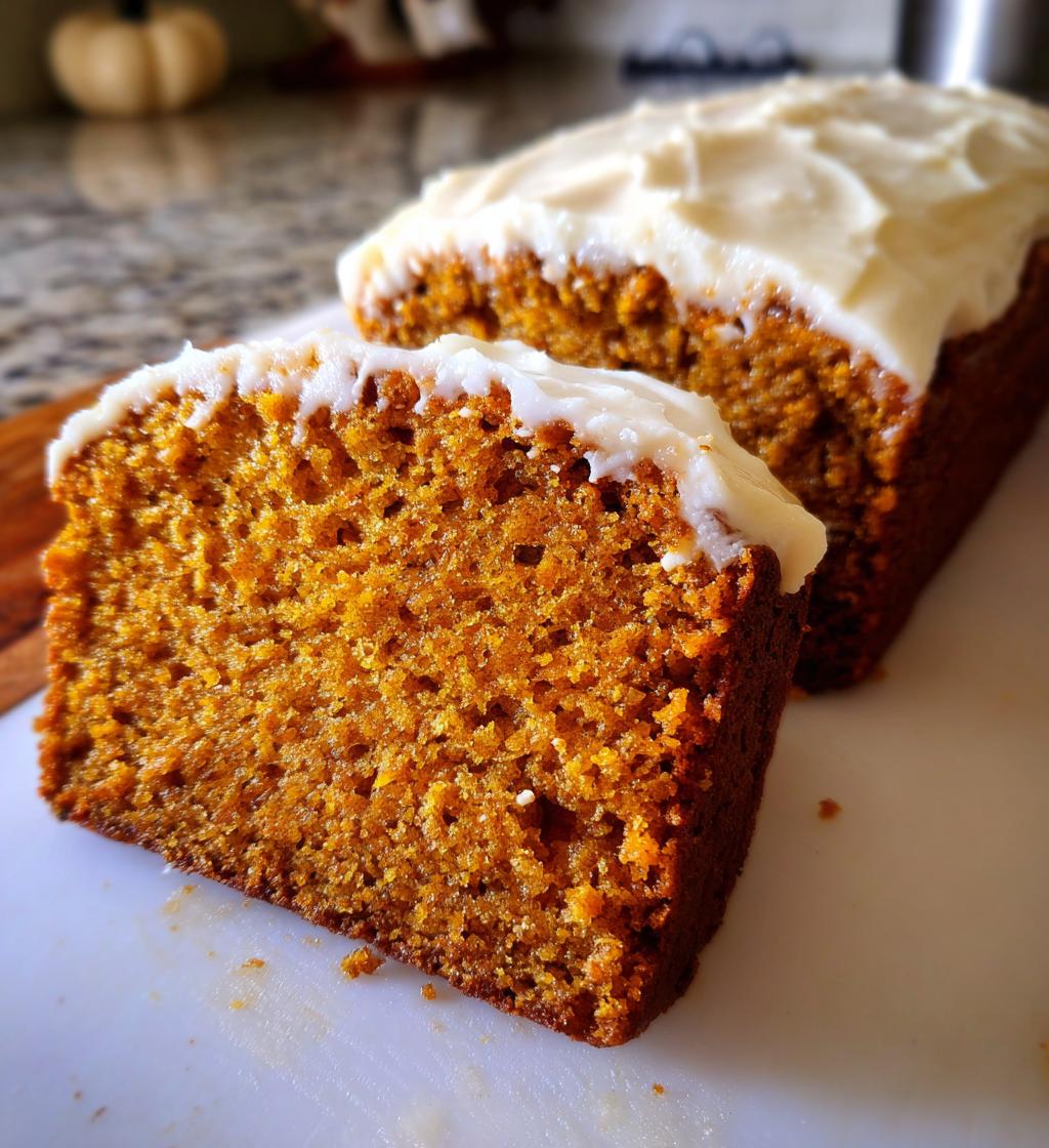 pumpkin bread with cream cheese frosting