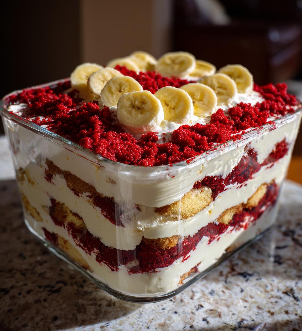 red velvet banana pudding - detail 1