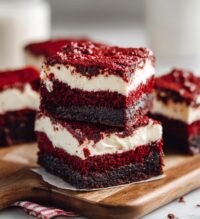 red velvet brownies with cream cheese frosting