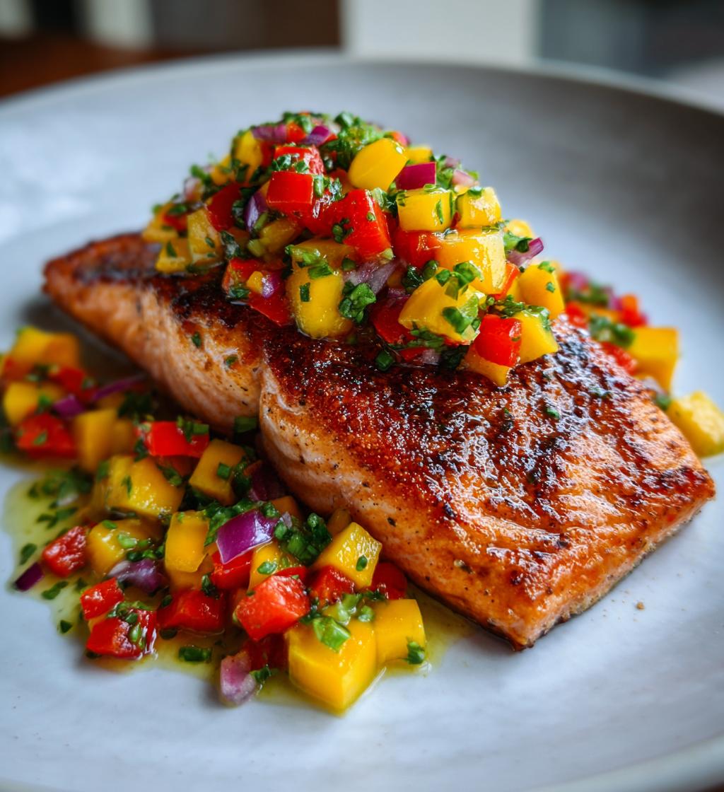salmon with mango salsa - detail 1