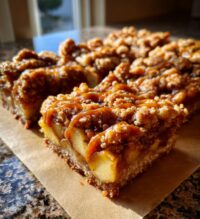 salted caramel apple crumble bars