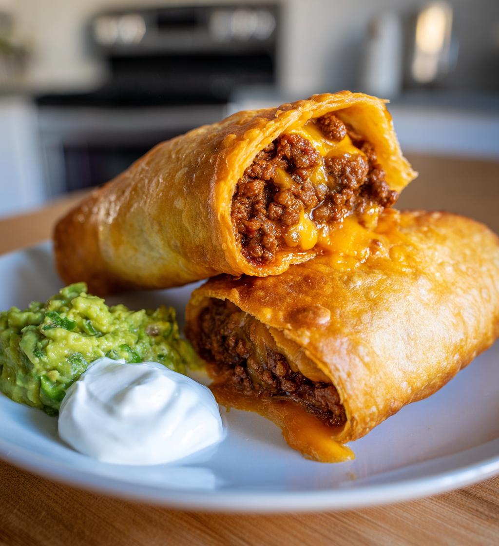 savory beef and cheese chimichanga