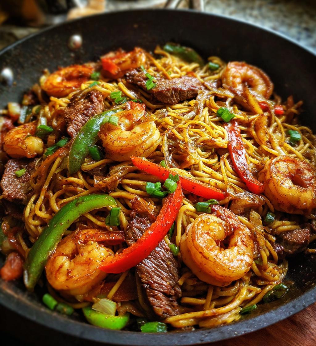 shrimp teriyaki steak noodles