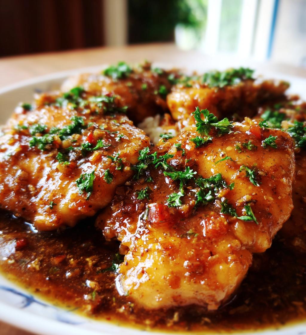 slow cooker brown sugar garlic chicken - detail 1