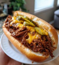 slow cooker shredded beef sandwiches