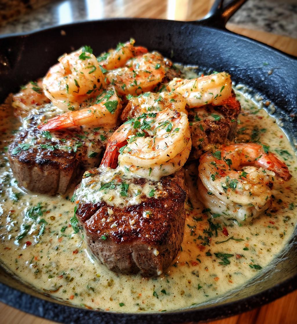 steak creamy garlic shrimp