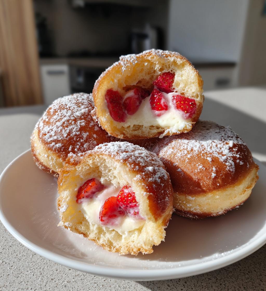 strawberry cheesecake filled donuts