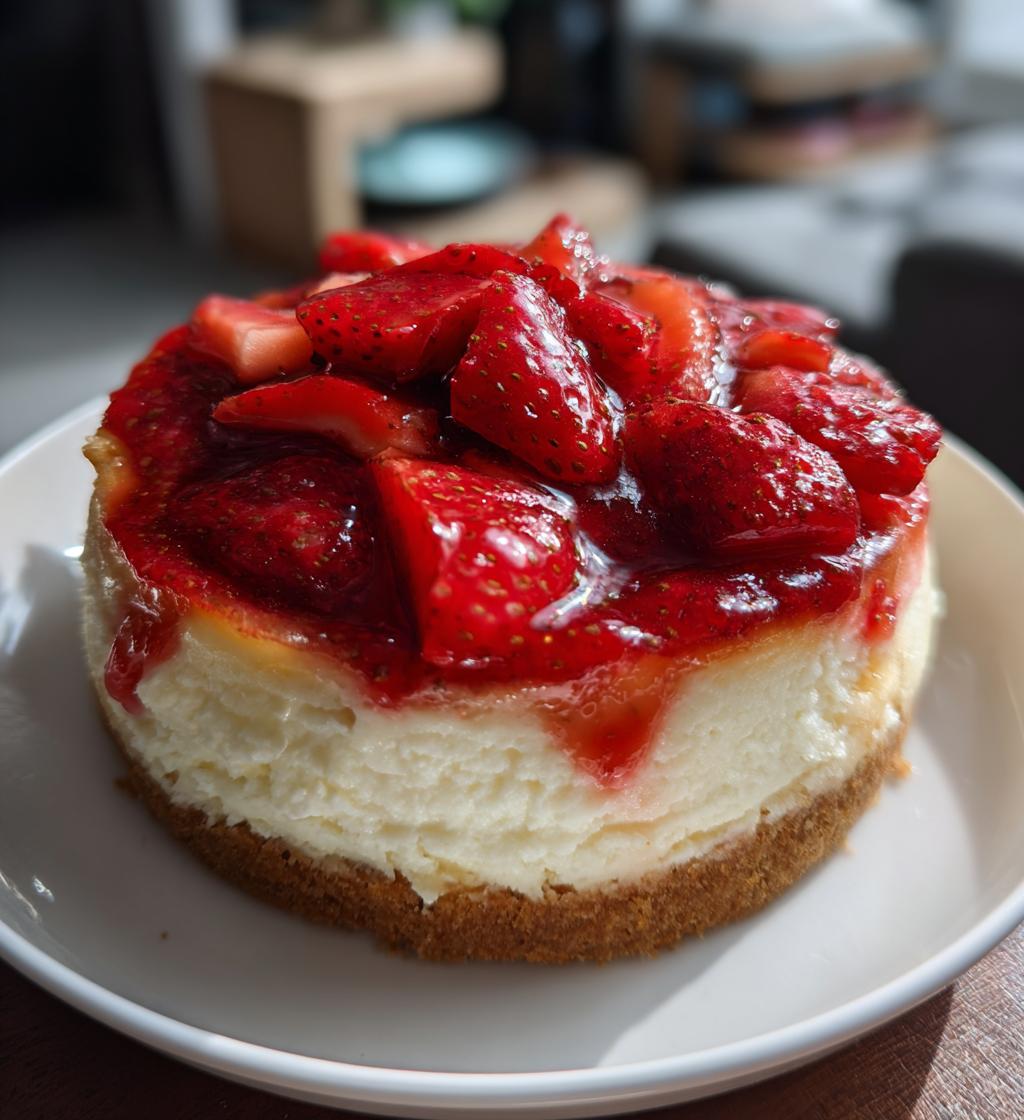 strawberry glazed cheesecake - detail 1