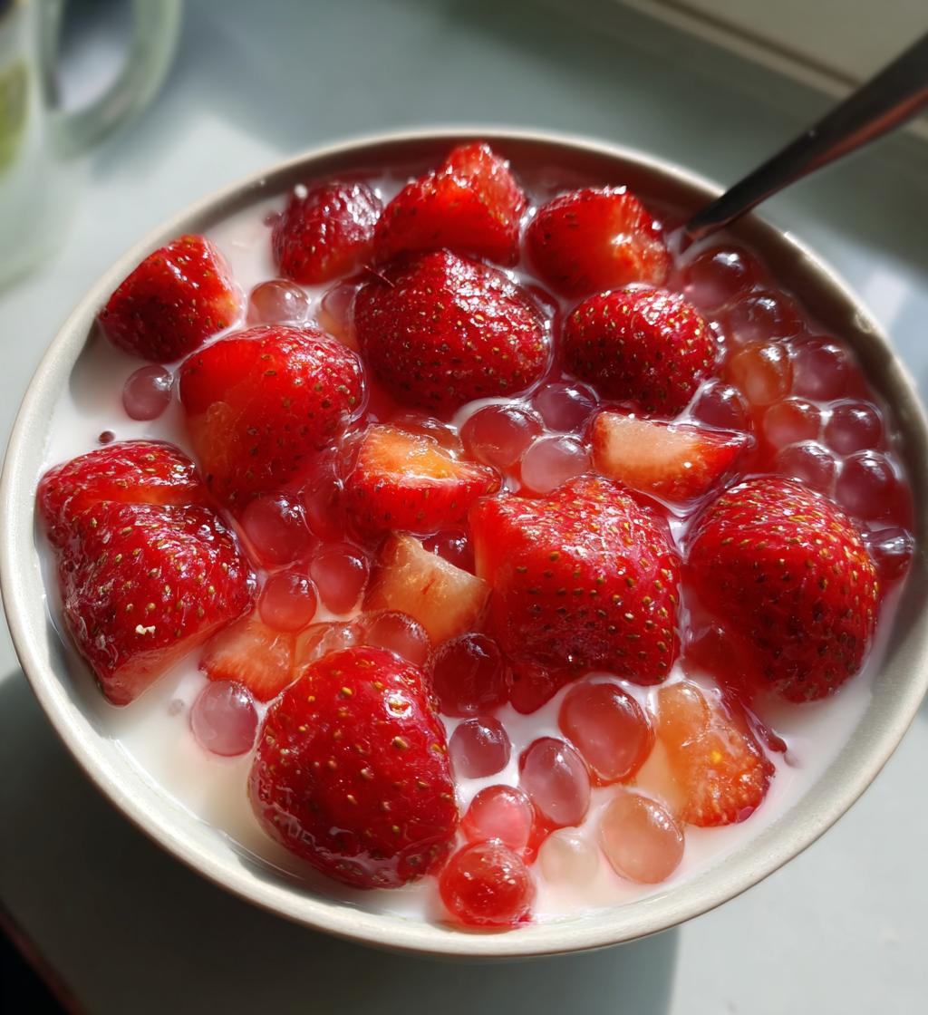 strawberry sago dessert - detail 1
