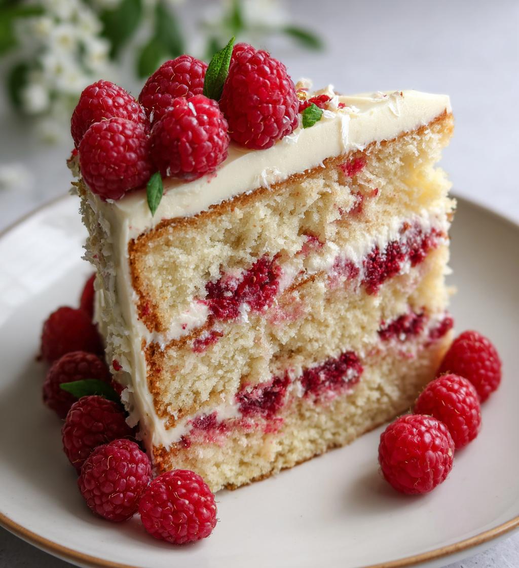 white chocolate raspberry cake - detail 1