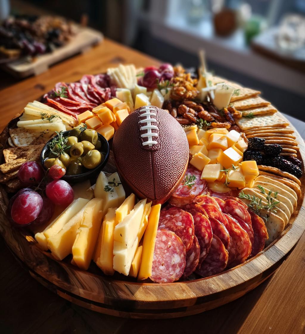 football shaped charcuterie board